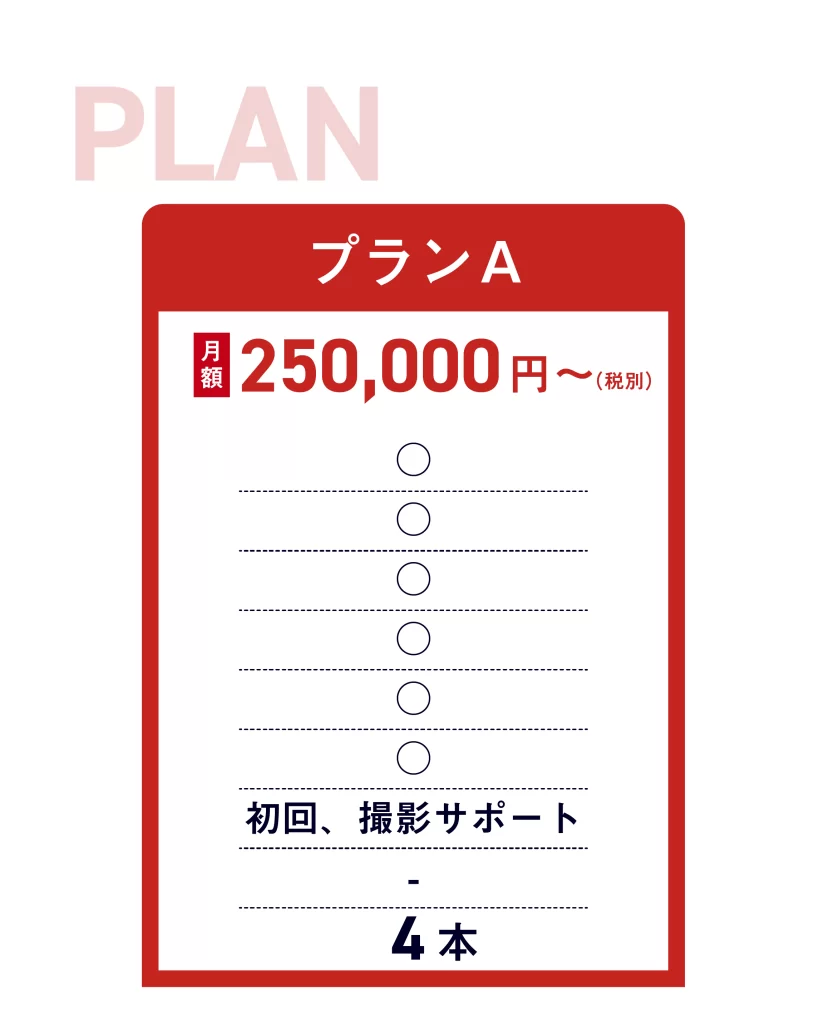  YouTube運用代行　料金プラン